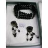 Image 3 : COSTUME NECKLACE & COSTUME BLACK BRACELET & EARRING SET