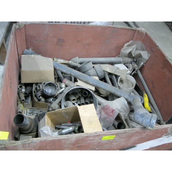 BIN W/ASST. PIPE PIECES, FITTINGS, VALVES, ETC.