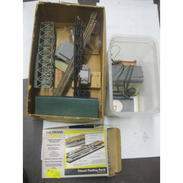2 BOXES OF MISC. TRAIN ACCESS. - TRANSFORMER, ETC.