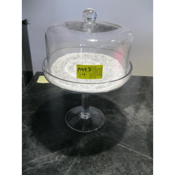 GLASS CAKE STAND W/LID