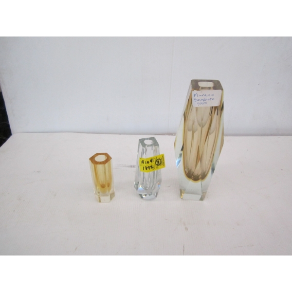 3 MURANO SOMBEROSO GLASS VASES