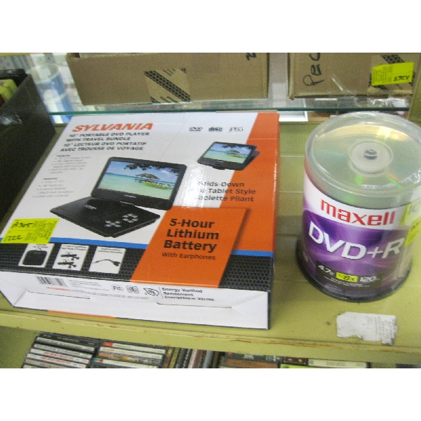 10" PORTABLE DVD PLAYER & A LOT OF DVDs