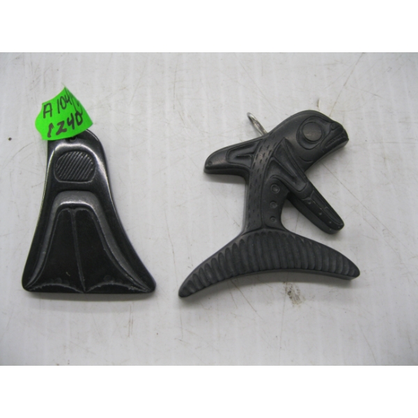 2 SMALL CARVED ARGILLITE PIECES