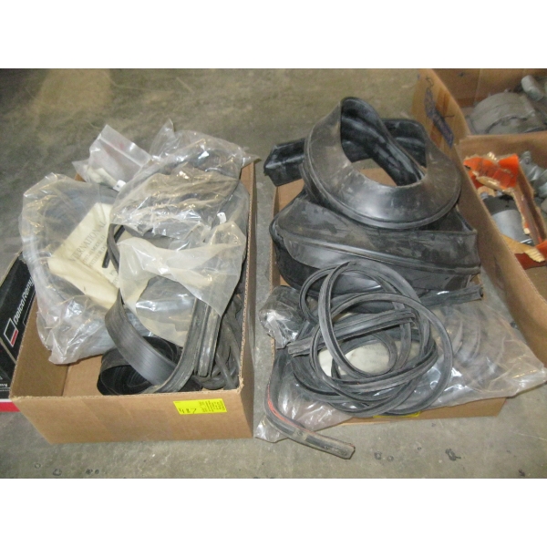 2 BOXES OF VINTAGE AUTO - MOSTLY INT'L - RUBBER MOLDINGS, SEALS, ETC.