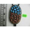 Image 1 : SILVER W/CORAL & TURQUOISE STONE BOLO TIE, STAMPED WW & STERLING