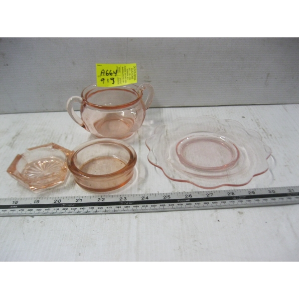 4 PIECES OF PINK DEPRESSION GLASS