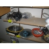 Image 4 : 2 SHELVES OF MISC. SAWBLADES, MITER BOX, SWR TESTER, ANTENNAES, SANDPAPER, ETC.