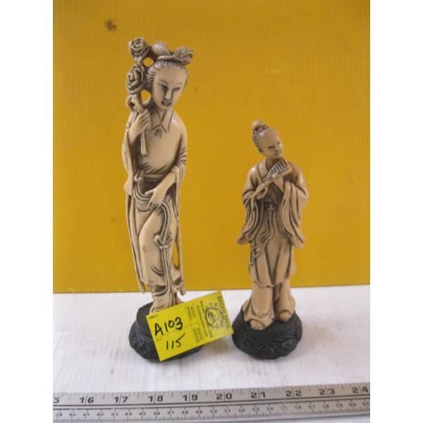 PAIR OF CARVED ASIAN FIGURINES