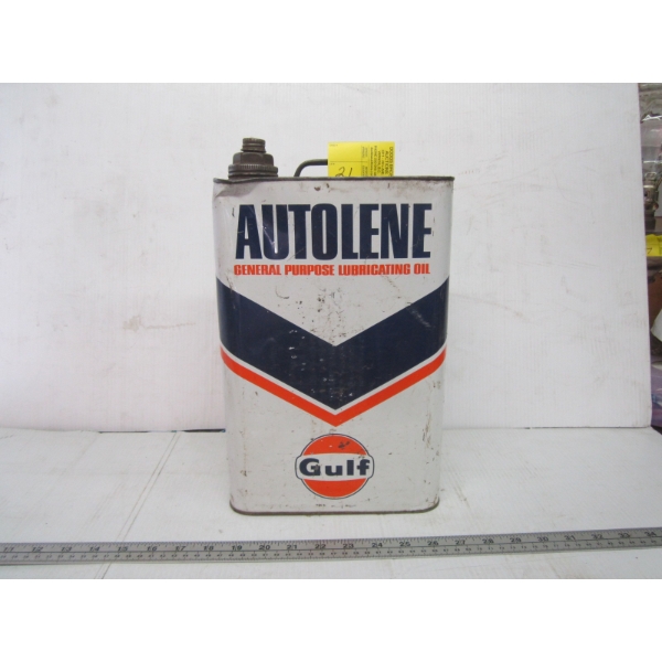 AUTO LINE GULF LUBRICATING OIL TIN