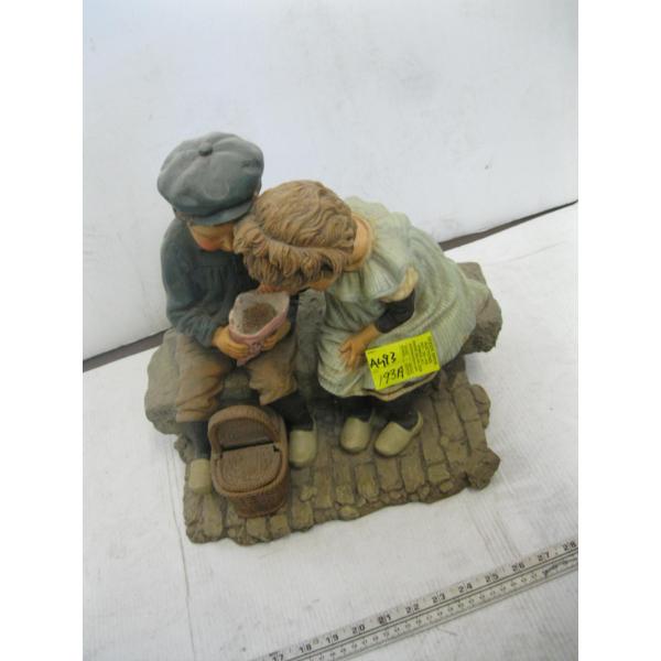 LG. CERAMIC STATUE OF BOY & GIRL