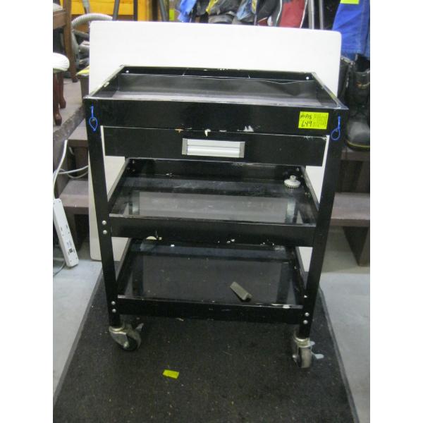 ROLLING METAL CART W/MISC. CONTENTS IN DRAWER