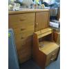 Image 2 : TEAK 4 PIECE BEDROOM SUITE W/KINGSIZE HEADBOARD