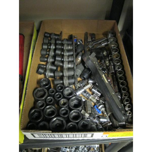 ASST. 1/2" DRIVE & 3/8" DRIVE SOCKETS, SWIVEL SOCKETS, RATCHET, ETC.