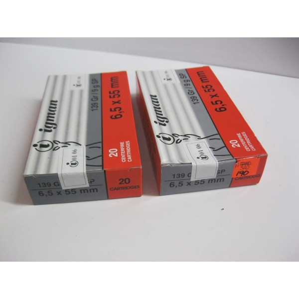 IGMAN 6.5X55MM 139GRS 9G SP|2X20 CENTERFIRE CARTRIDGES