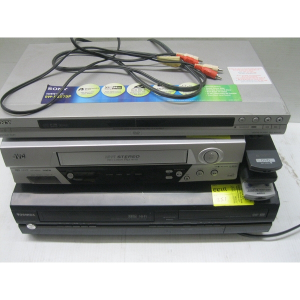 DVD PLAYER, VHS PLAYER & A COMBINATION DVD/VHS PLAYER