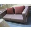 Image 1 : BROWN SOFA W/2 CUSHIONS & WOOD PANEL SIDES