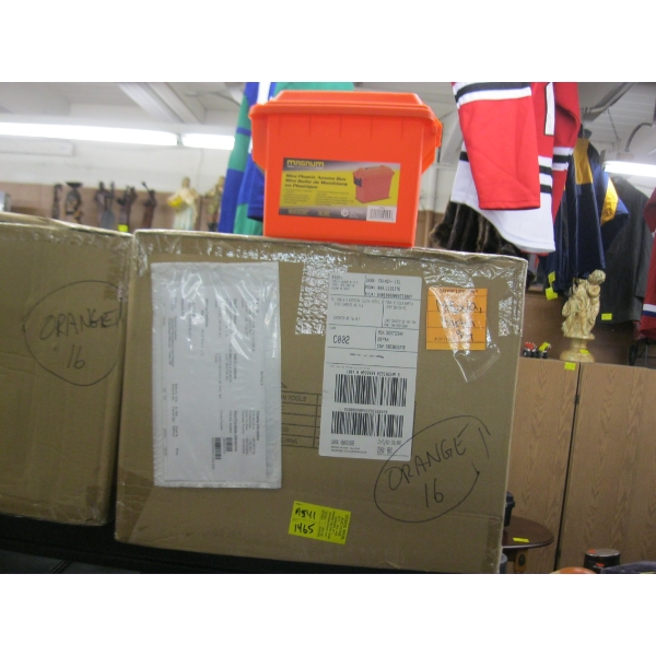 CASE OF 16 ORANGE SMALL AMMO BOXES