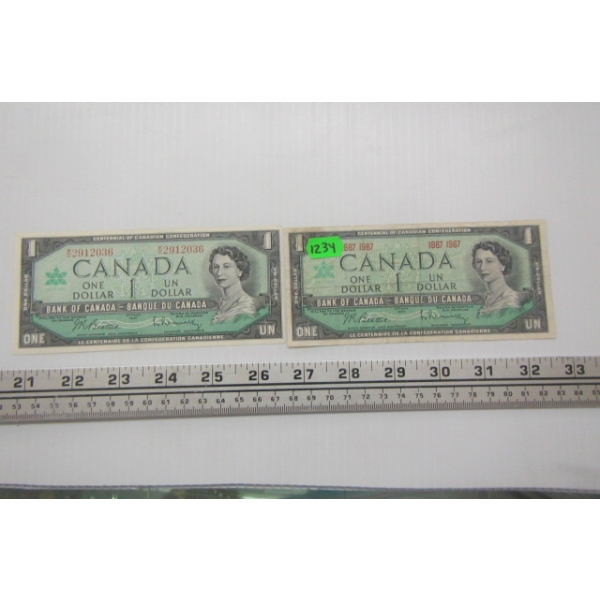 2 1967 $1 CDN BILLS