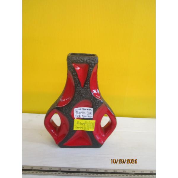 WEST GERMAN ROTH 312 RED GUITAR MCM VASE