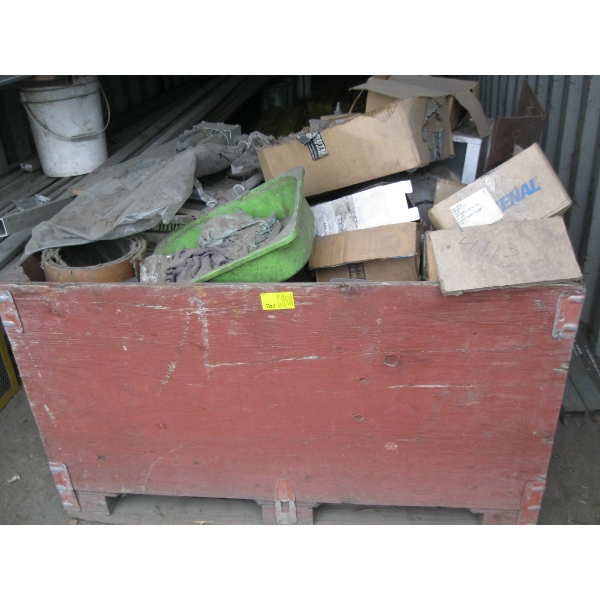 TUB OF MISC. ITEMS - PUMP, FILTER, SHELVING UNIT, ETC.