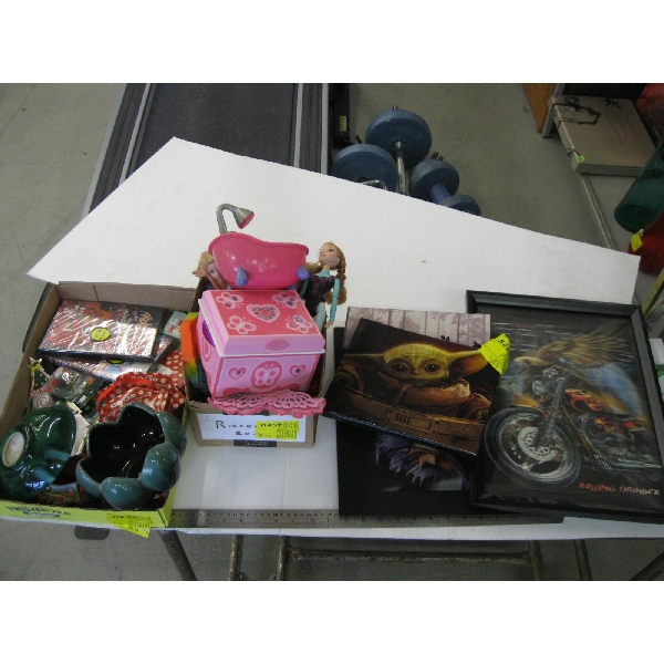 MISC. BLUE MOUNTAIN POTTERY, CHRISTMAS PINS, SIGNS, ETC.