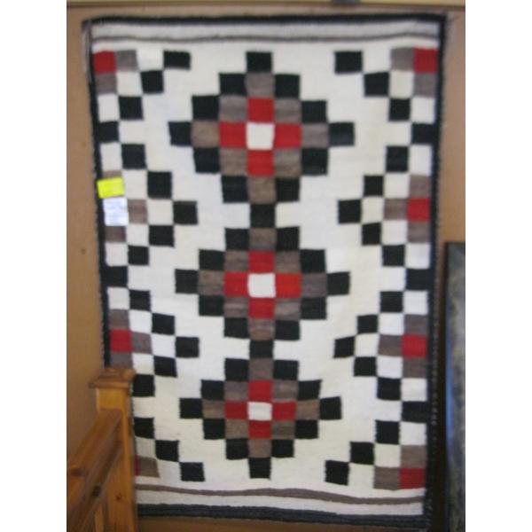 NAVAJO SADDLE BLANKET - HANDSPUN WOOL, 1950s