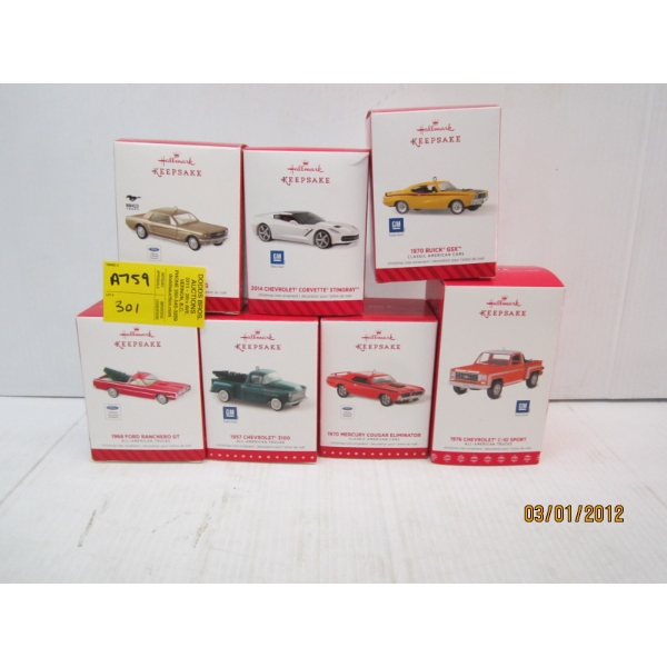 7 HALLMARK KEEPSAKE CHRISTMAS TREE CAR ORNAMENTS