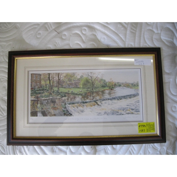 FRAMED NUMBERED PRINT "VIEW FROM THE BRIDGE" BY CARVER