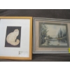 Image 1 : 2 PIECES OF ARTWORK - WHITE CAT BY W. KIMBLE & LANDSCAPE OF RURAL VERNON