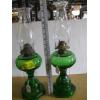 Image 1 : PAIR OF GREEN BASED OIL LANTERNS