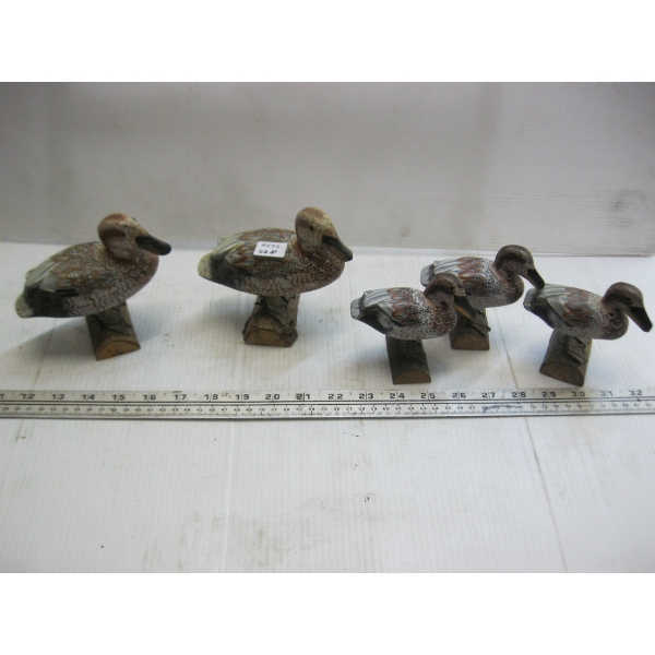 5 DUCK FIGURINES