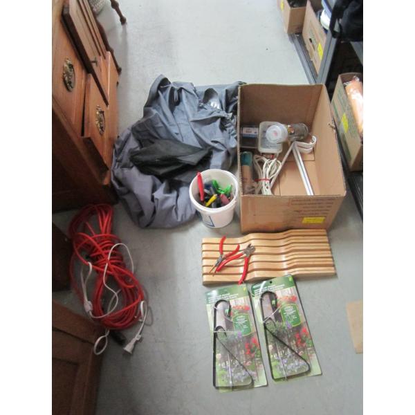 EXTENSION CORD, HANGING BRACKETS, PLANTER, ETC.
