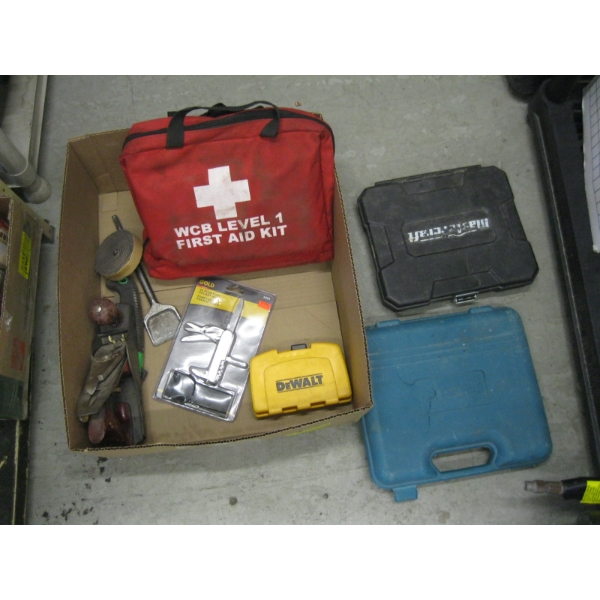 FIRST AID KIT, HAND PLANE, NEW POCKET WATCH, ETC.