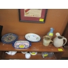 Image 1 : DECORATIVE COLORFUL PLATES & SERVING DISHES & 3 POTTERY PITCHERS