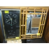 Image 1 : BAMBOO LOOK FRAMED MIRROR & A WALL CLOCK