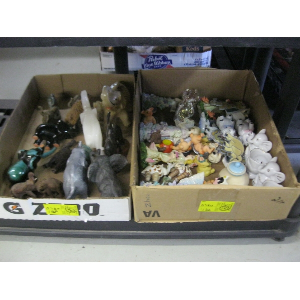 2 BOXES MISC. ELEPHANTS & ASST. FIGURINES - MOSTLY ELEPHANTS