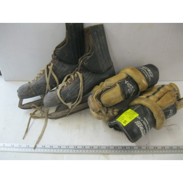 VINTAGE HOCKEY SKATES & GLOVES