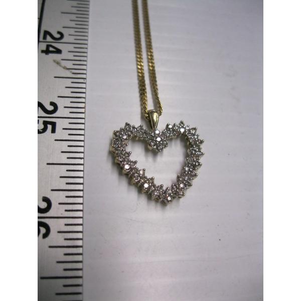 10KT GOLD NECKLACE W/GOLD & DIAMOND HEART PENDANT