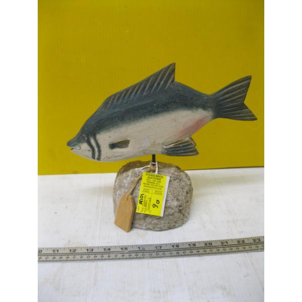 HAND CARVED FISH ON ROCK BY JAMES HADDEN
