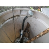 Image 3 : RUBBERMAID GARBAGE CAN W/MISC. PADDLE, PRUNERS, ETC.