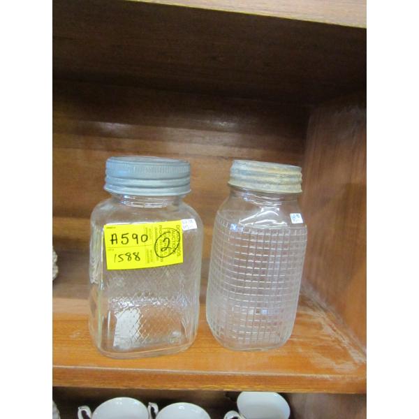 2 VINTAGE GLASS CANNING JARS