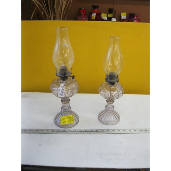 2 OIL LANTERNS - MAUVE GLASS
