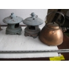 Image 2 : WOODEN CRATE W/2 CANDLEHOLDERS & A COPPER KETTLE
