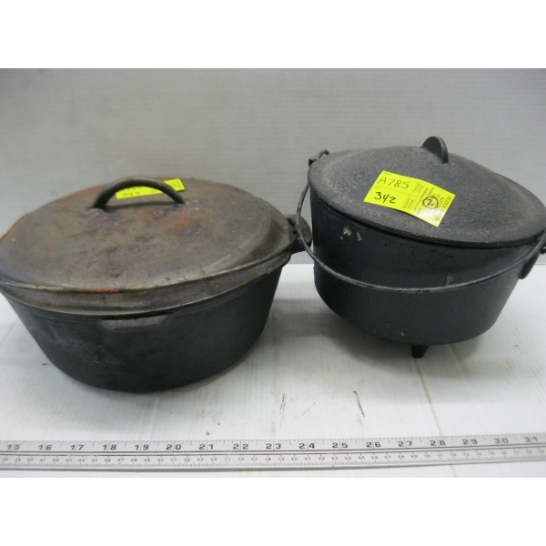 2 CAST IRON POTS