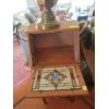 Image 3 : SM. DROP FRONT CABINET W/LEADED LIKE DOOR