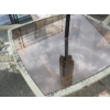 Image 4 : PLASTIC WICKER LOOK GLASS PATIO TABLE W/4 CHAIRS, CUSHIONS & UMBRELLA