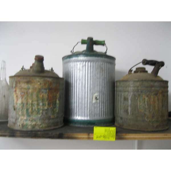 3 COLLECTABLE GALVANIZED FUEL CANS