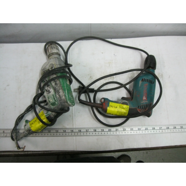 2 CORDED DRILLS - MAKITA & HITACHI