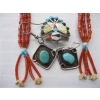 Image 2 : TURQUOISE & SILVER W/BEADED ENDS EARRINGS & PENDANT