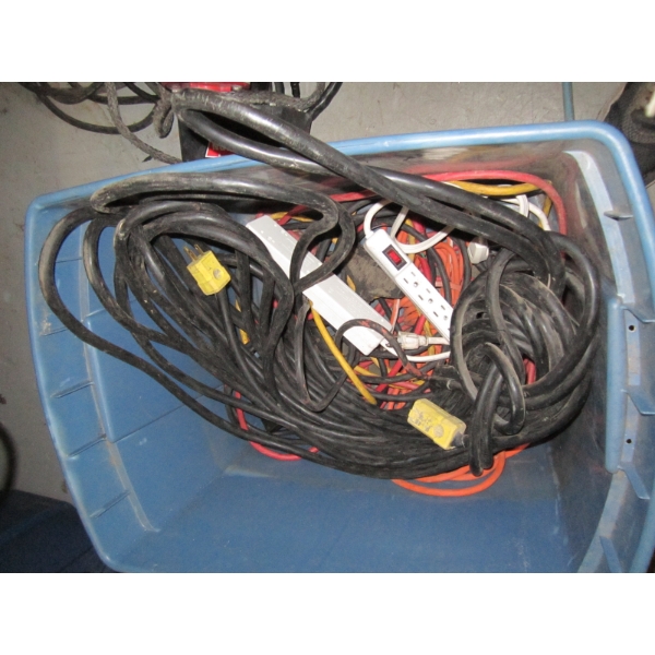 BIN OF EXTENSION CORDS